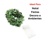 Enfeite De Natal Fio Cobre Folhagem Led Decorativo 2m Branco Quente Decoração Pisca Pisca