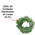 Enfeite De Natal Fio Cobre Folhagem Led Decorativo 2m Branco Quente Decoração Pisca Pisca