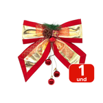 Laço Grande Vermelho E Dourado Com Pinha Enfeite De Natal Decoração Natalina 30cm