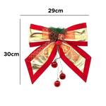 Laço Grande Vermelho E Dourado Com Pinha Enfeite De Natal Decoração Natalina 30cm