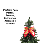 Laço Grande Vermelho E Dourado Com Pinha Enfeite De Natal Decoração Natalina 30cm