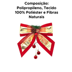 Laço Grande Vermelho E Dourado Com Pinha Enfeite De Natal Decoração Natalina 30cm