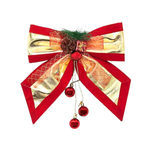 Laço Grande Vermelho E Dourado Com Pinha Enfeite De Natal Decoração Natalina 30cm