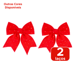 Kit Laços De Natal Com 2 Unidades Enfeite Decoração Natalina Pendura Árvores De Natal Parede 15cm