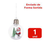 Bola De Natal Transparente Aberta Com Decoração E Led Enfeite De Natal 8cm
