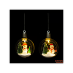 Bola De Natal Transparente Aberta Com Decoração E Led Enfeite De Natal 8cm