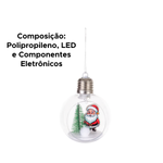 Bola De Natal Transparente Aberta Com Decoração E Led Enfeite De Natal 8cm