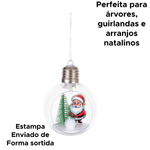 Bola De Natal Transparente Aberta Com Decoração E Led Enfeite De Natal 8cm