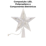 Decoração Estrela Cinco Pontas Luzes Coloridas Para Topo De Árvore De Lâmpada LED Brilhante