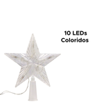 Decoração Estrela Cinco Pontas Luzes Coloridas Para Topo De Árvore De Lâmpada LED Brilhante