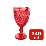 Taça De Vinho Tinto Água Vidro Bico De Abacaxi Vermelha 340ml