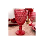 Taça De Vinho Tinto Água Vidro Bico De Abacaxi Vermelha 340ml