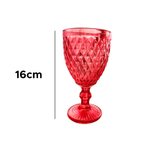 Taça De Vinho Tinto Água Vidro Bico De Abacaxi Vermelha 340ml