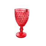 Taça De Vinho Tinto Água Vidro Bico De Abacaxi Vermelha 340ml