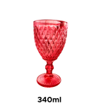 Taça De Vinho Tinto Água Vidro Bico De Abacaxi Vermelha 340ml