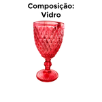 Taça De Vinho Tinto Água Vidro Bico De Abacaxi Vermelha 340ml