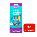 Lapis de Cor 12 Cores Sextavado Onda Material Escolar