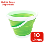 Balde Dobrável 10 Litros Retrátil De Plástico Multiuso Para Quintal Banheiro Cozinha