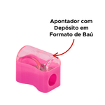 Apontador Com Deposito Bau Material Escolar Cestinha Escolar Infantil Adulto