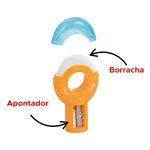 Apontador + Borracha Escolar Rings Infantil Para os Dedos