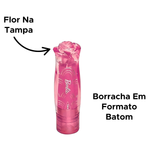 Borracha Escolar Formato Batom De Flor Com Tampa Para Meninas