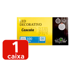 Cascata De Natal 100 Leds 2,3m Pisca-Pisca 8 Funçoes Decoração De Natal Fio Transparente 127v