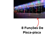 Cascata De Natal 100 Leds 2,3m Pisca-Pisca 8 Funçoes Decoração De Natal Fio Transparente 127v