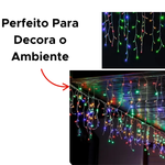 Cascata De Natal 100 Leds 2,3m Pisca-Pisca 8 Funçoes Decoração De Natal Fio Transparente 127v