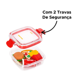 Kit Com 4 Mini Borrachas Material Escolar Realista Fast Food Comida Criativa Divertida Acompanha Marmitinha