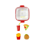 Kit Com 4 Mini Borrachas Material Escolar Realista Fast Food Comida Criativa Divertida Acompanha Marmitinha