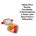 Kit Com 4 Mini Borrachas Material Escolar Realista Fast Food Comida Criativa Divertida Acompanha Marmitinha