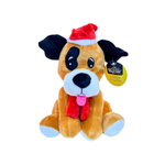 Cachorro De Pelucia Para Decoração De Natal Enfeite Natalino Gorro De Papai Noel