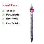 Kit Com 3 Canetas Gel Retrátil Apagável Holic mi-au 0.7mm Tris Linha Pets Pata Material Escolar