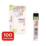 Kit com 100 Lâminas para Estilete Largo 18mm Lâmina Grande Leonora