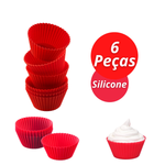 Forma Cupcake De Silicone Com 6 unidades Resistente 