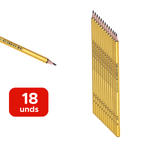 Kit Com 18 Lapis Preto Hb Dourado Resina Sextavado Material Escolar