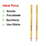 Kit Com 18 Lapis Preto Hb Dourado Resina Sextavado Material Escolar