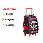 Mochila Mala Com Rodas e Alças Flamengo Oficial Para Viagem Infantil Juvenil