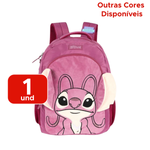 Mochila Stitch Angel Infantil Juvenil Pelúcia Para Escola Mala de Costas