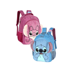 Mochila Stitch Angel Infantil Juvenil Pelúcia Para Escola Mala de Costas