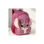 Mochila Stitch Angel Infantil Juvenil Pelúcia Para Escola Mala de Costas