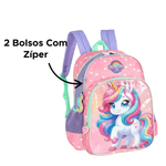 Mochila Bolsa Infantil Para Escola Material Escolar Unicórnio