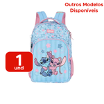 Mochila Bolsa Infantil Stitch Escolar 100% Poliéster Resistente Com Alça Grande Reforçada