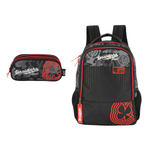 Kit Mochila Enaldinho com Estojo 3 Divisões Juvenil Escolar