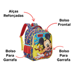 Mochila Mickey Personagem Infantil De Costas Material Escolar Resistente