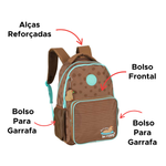 Mochila Escolar College Capivara Brownie Para Menino e Menina