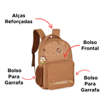 Mochila Escolar College Capivara Brownie Para Menino e Menina
