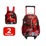 Kit Mochila + Lancheira Do Homem Aranha Com Rodinhas Spider-Man Escolar Infantil