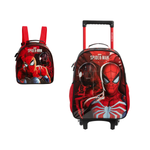 Kit Mochila + Lancheira Do Homem Aranha Com Rodinhas Spider-Man Escolar Infantil
