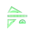 Kit Geométrico De Réguas Com 4 Peças Escolar Flexível  Cristal Colorida